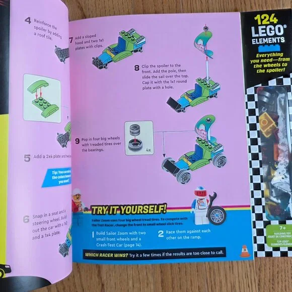 KLUTZ LEGO Race Car Kit | 10 Cars, Track, Instruction Book | STEM Boys Gift NEW - Picture 4 of 5